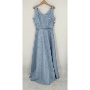 Rene Ruiz Swoop Neck A-Line Gown